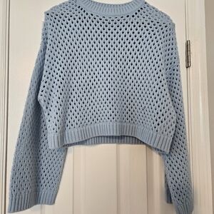 H&M Light Blue Cropped Open-Knit Sweater ~ Size M